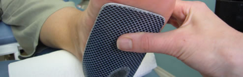 Checking the length of a carbon fibre orthoses for a slip on shoe
